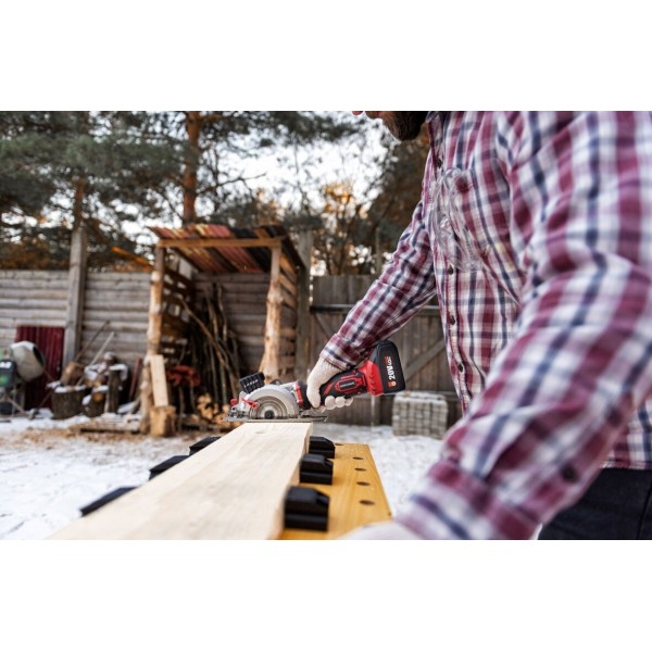 Akumuliatorinis mini diskinis pjūklas 115mm su lazeriu 20V LI-ION